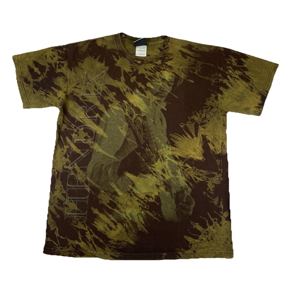 Vintage Y2K Jimi Hendrix T-Shirt Tie Dye‎ Green Brown Liquid Blue